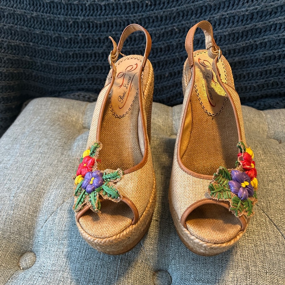 Poetic License "Petal Pusher" wedge sandal, size 8